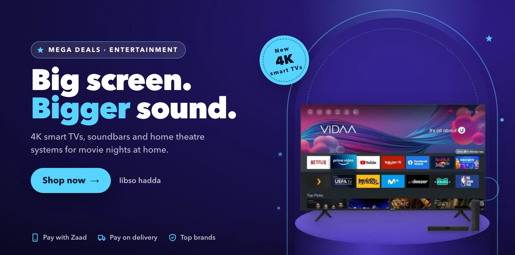 Big screen, bigger sound – 4K smart TVs and home theatre